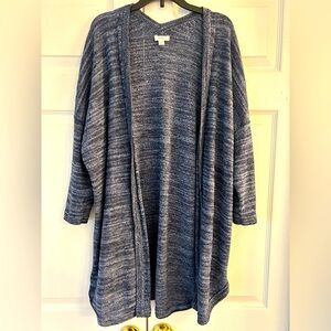 J.Jill Purejill Women’s Blue Striped Open Knit Linen Cardigan Sweater Sz PM
